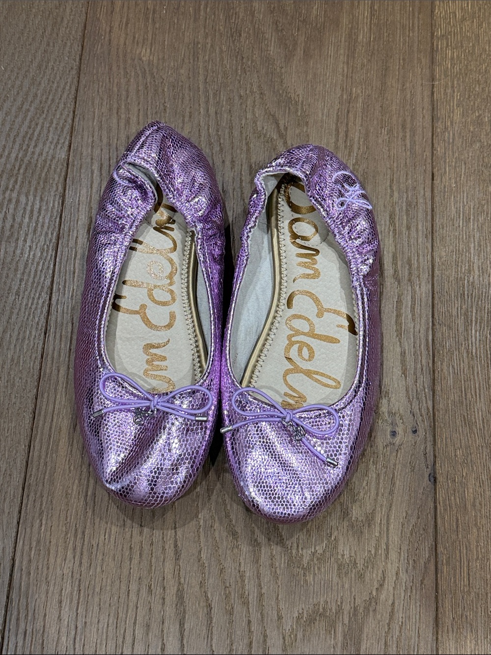 Sam Edelman Felicia Metallic Purple Snake Print Ballet Flats Size 4